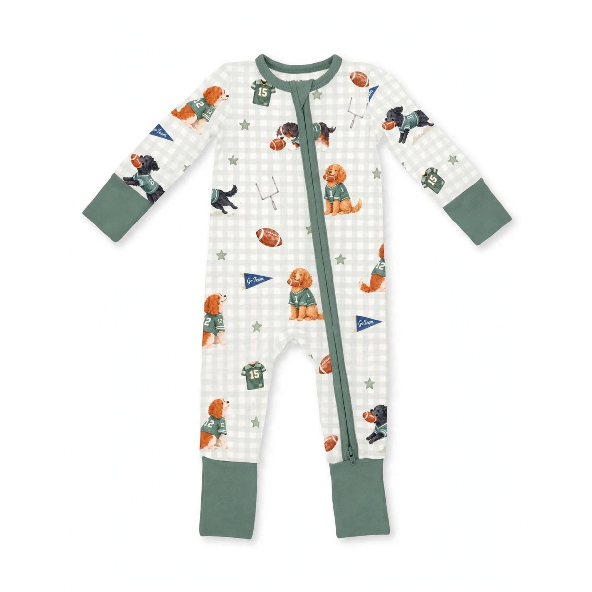 Zipper Romper Football Pups (PREORDER)