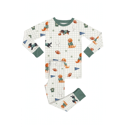 Two-Piece Pajamas Football Pups (PREORDER)