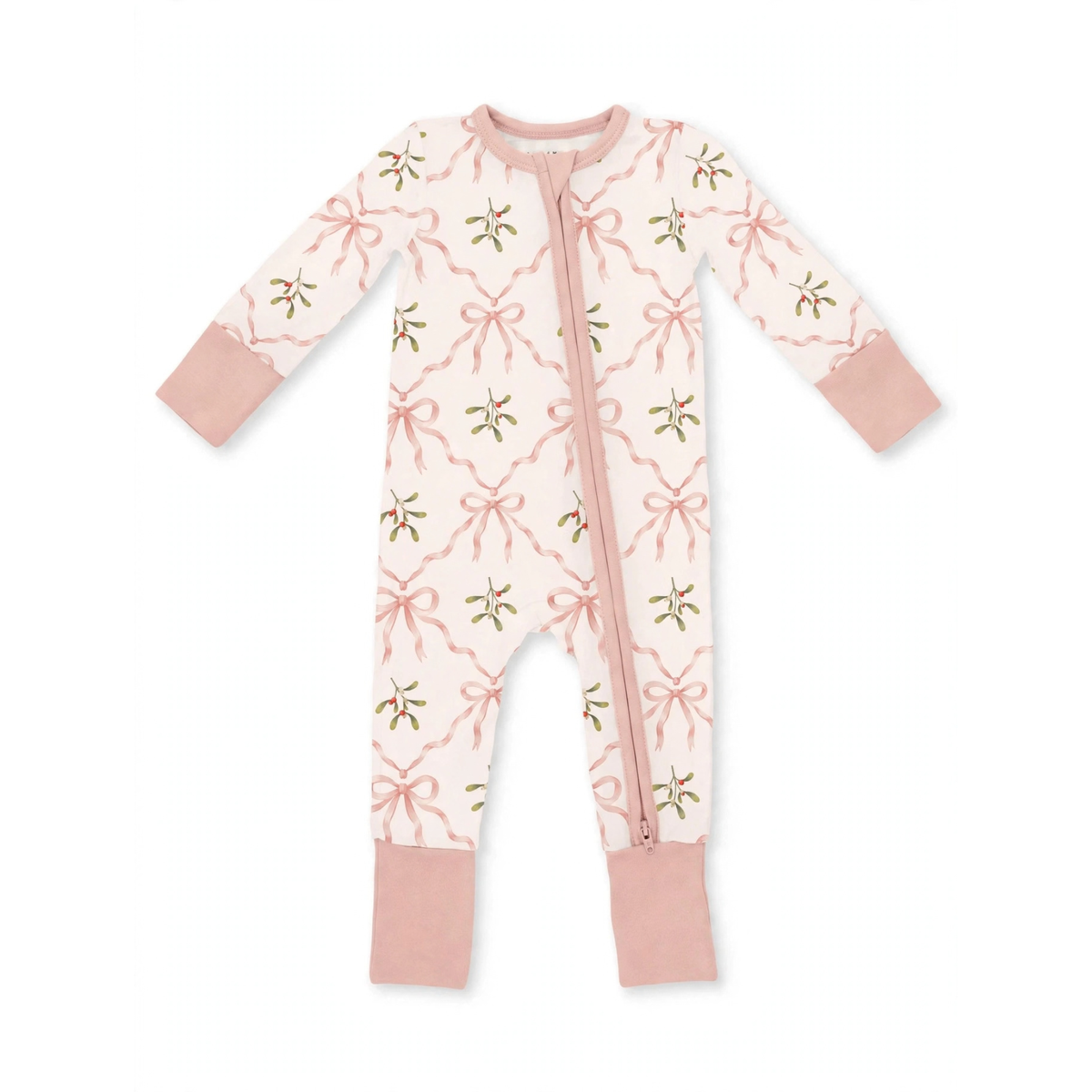 Zipper Romper Mistletoe Bows (PREORDER)