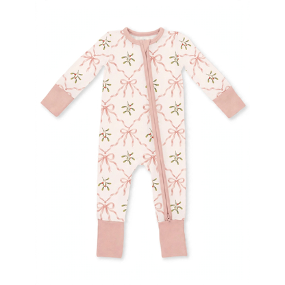 Zipper Romper Mistletoe Bows (PREORDER)