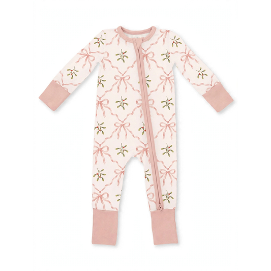 Zipper Romper Mistletoe Bows (PREORDER)
