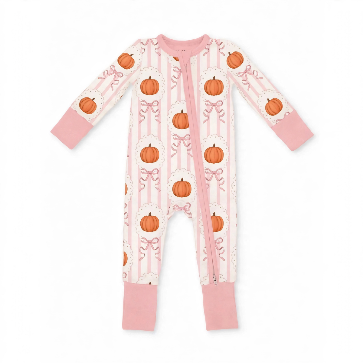 Zipper Romper Pumpkin Patch Bows (PREORDER)